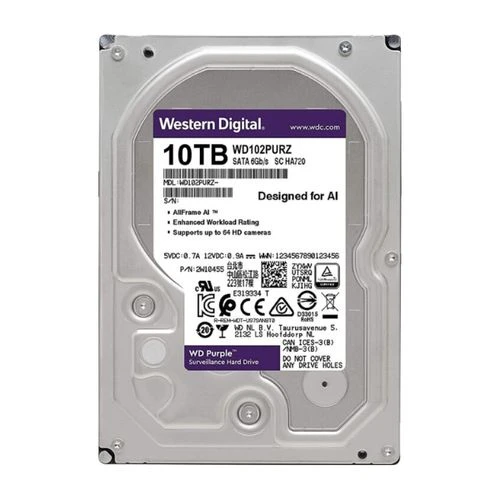 Western Digital 10TB WD Purple Surveillance Internal Hard Drive - SATA 6 Gb/s, , 256 MB Cache, 3.5"