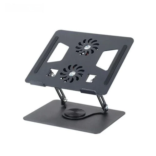 Laptop Stand With 2 Cooling Fans Foldable, Stable Strong,360° Rotating Carbon Steel