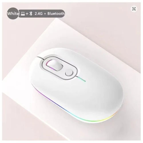 White Wireless Bluetooth + 2.4G Dual-mode Rechargeable LED Optical Mouse